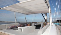 Swan 80S luxury yacht I AMSTERDAM cockpit with bimini top Photo Credit Per Heegaard 2012-001